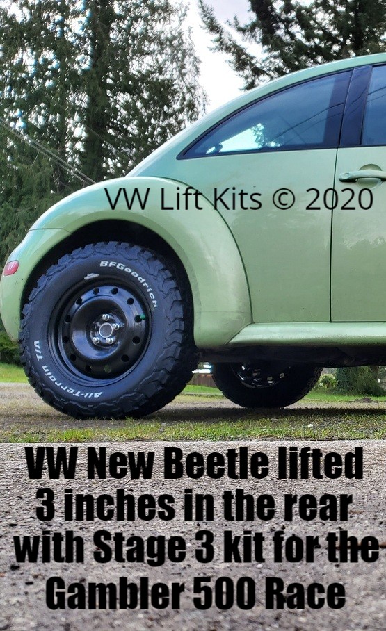 VW New Beetle lifted with VW Lift Kit Stage 3 for Gambler 500 race